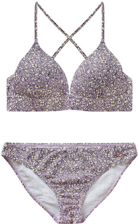 Salted Stories voorgevormde bikini Saya lila Paars Dames Polyamide All over print XL