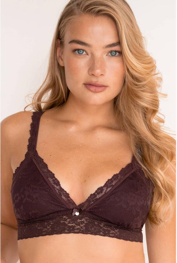 Sam Friday niet-voorgevormde bralette Lacey donkerrood