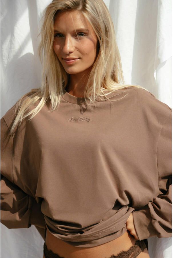 Sam Friday oversized pyjamatop bruin - Foto 2