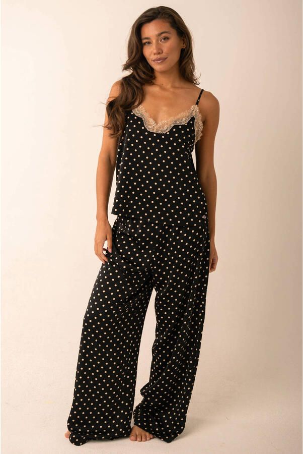 Sam Friday satijnlook pyjamabroek zwart wit