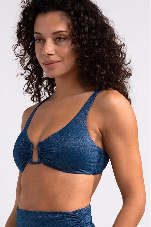 Sam Friday voorgevormde push-up bikinitop Swash met lurex donkerblauw - Foto 3
