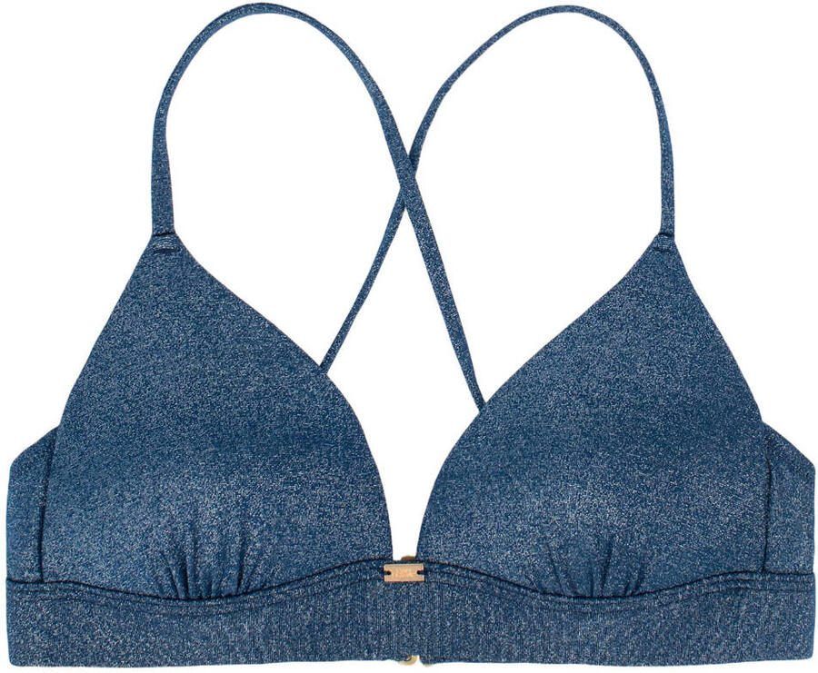 Sam Friday voorgevormde triangel bikinitop Drift met lurex donkerblauw