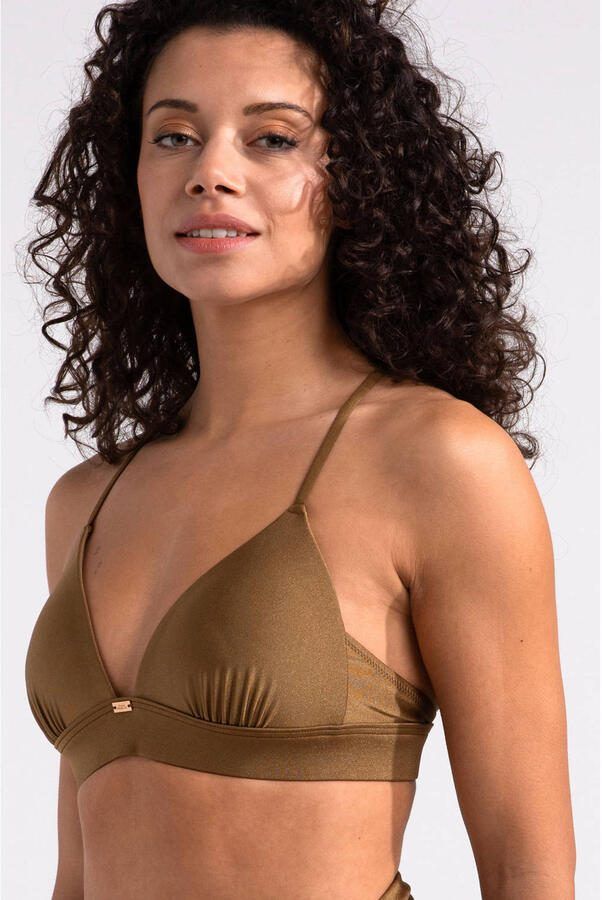 Sam Friday voorgevormde triangel bikinitop Drift met lurex olijfgroen - Foto 3