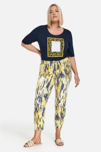 Samoon skinny jeans BettyJeans met all over print geel blauw