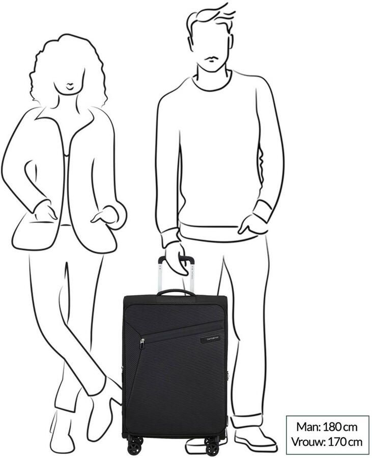 Samsonite Zachte bagage trolley LITEBEAM verschillende maten en kleuren Reiskoffer ruimbagage trolley volume uitbreiding bij M L