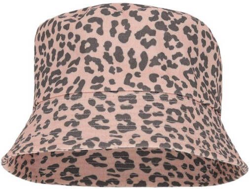Sarlini bucket hat met all-over panterprint lichtroze Hoed Meisjes Katoen