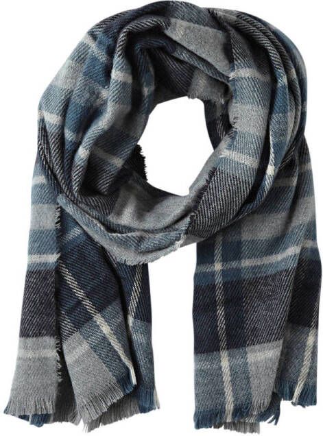 Sarlini geruite sjaal grijs blauw