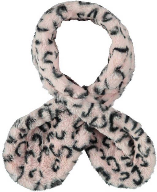Sarlini imitatiebont sjaal met panterprint roze zwart Panterprint 6-12 mnd