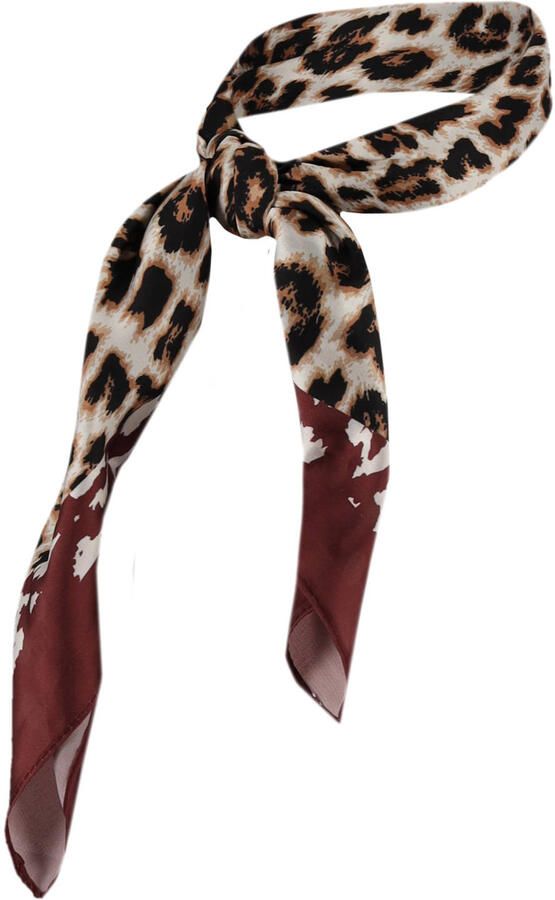 Sarlini bandana met panterprint bordeauxrood