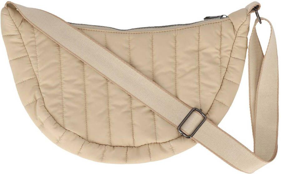 Sarlini doorgestikte crossbody tas beige - Foto 3