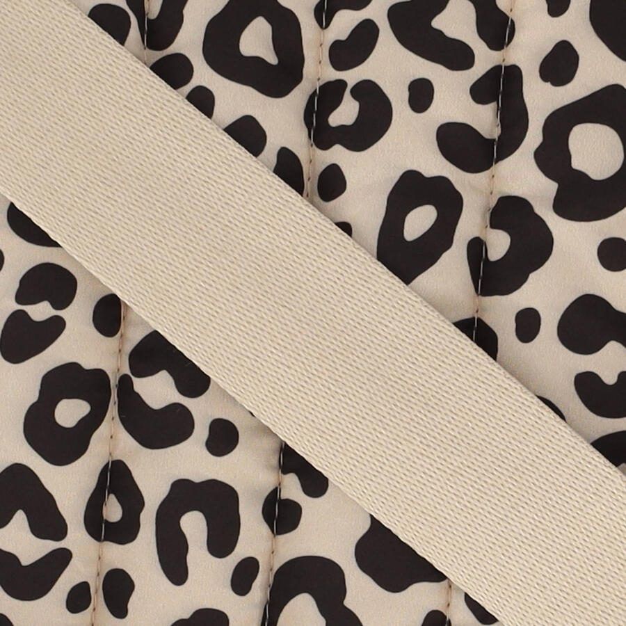 Sarlini doorgestikte crossbody tas met panterprint beige zwart - Foto 2