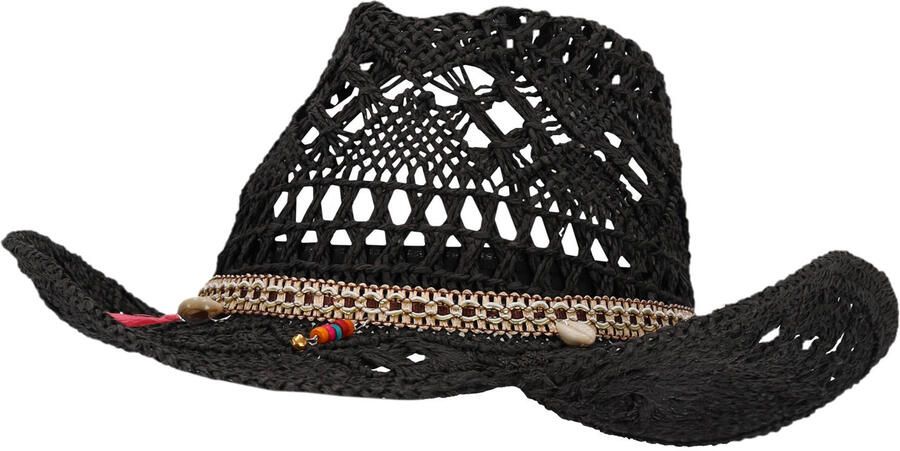 Sarlini raffia cowboyhoed zwart
