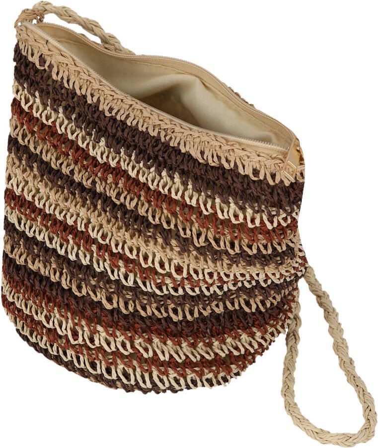 Sarlini raffia crossbody tas bruin - Foto 3