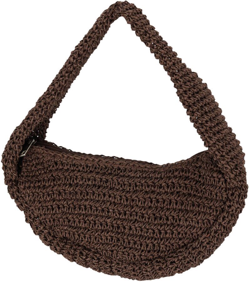 Sarlini raffia schoudertas donkerbruin