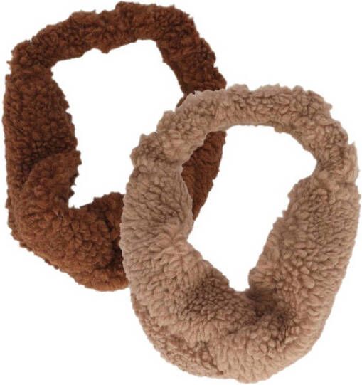 Sarlini teddy hoofdband set van 2 camel bruin | Hoofdband van