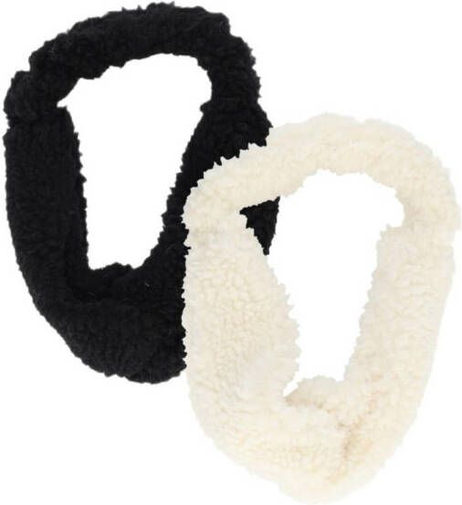 Sarlini teddy hoofdband set van 2 zwart ecru | Hoofdband van