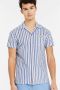 SCOTCH & SODA Heren Overhemden Lightweight Structured Shortsleeve Shirt In Organic Cotton Blauw wit Gestreept - Thumbnail 2