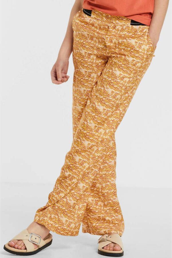 Scotch & Soda high waist wide leg palazzo broek met all over print oranje lichtroze