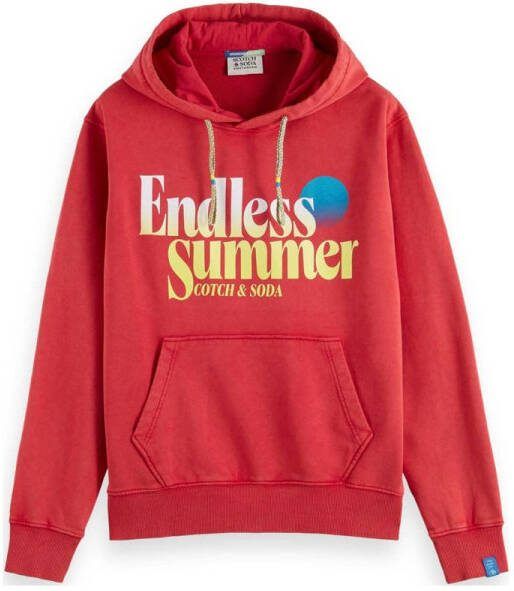 Scotch & Soda hoodie met printopdruk tulip red