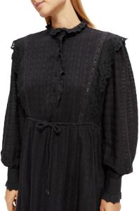 Scotch & Soda jurk Mini shirt dress with lace detail in Organic katoen met kant zwart
