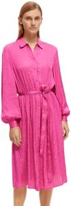 Scotch & Soda jurk Relaxed fit shirt dress in viscose jacquard met all over print en ceintuur roze