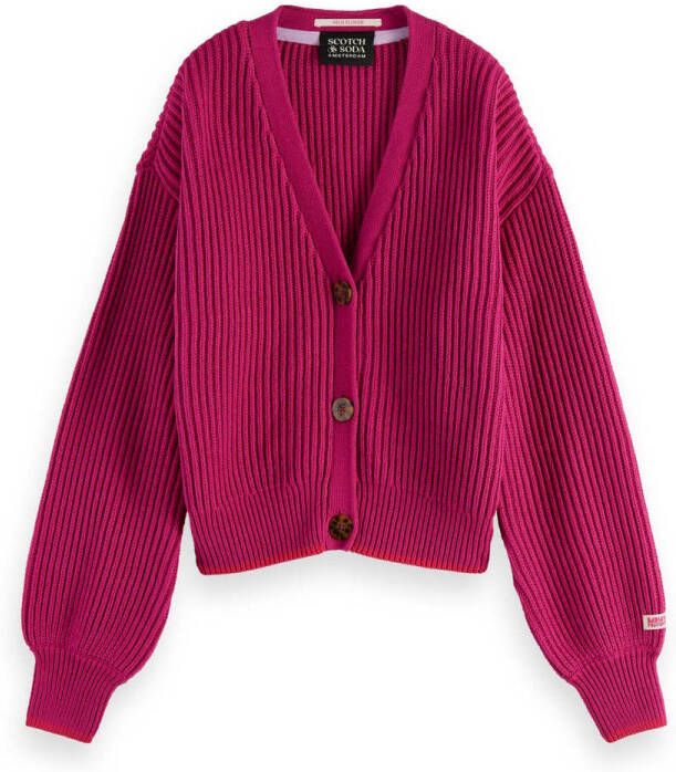 Scotch & Soda kabelvest Boxy-fit cardigan fuchsia