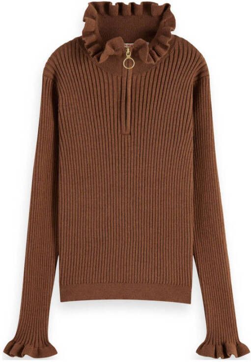 Scotch & Soda ribgebreide coltrui bruin