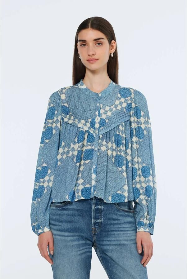 Scotch & Soda Pintuck Shirt Lange Mouw Blouse Blue Dames - Foto 2