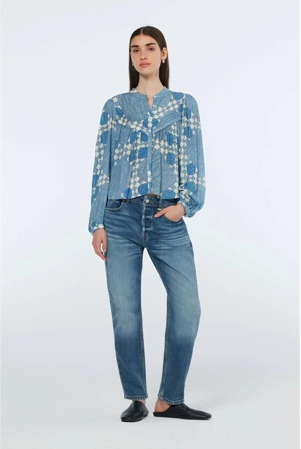 Scotch & Soda Pintuck Shirt Lange Mouw Blouse Blue Dames