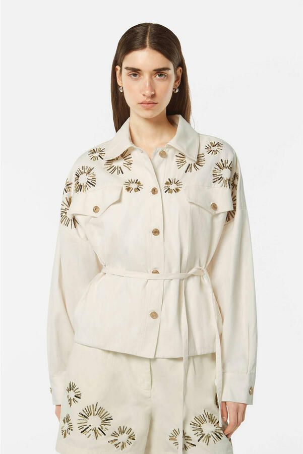 Scotch & Soda Versierde Katoenen Truckerjas White Dames - Foto 2