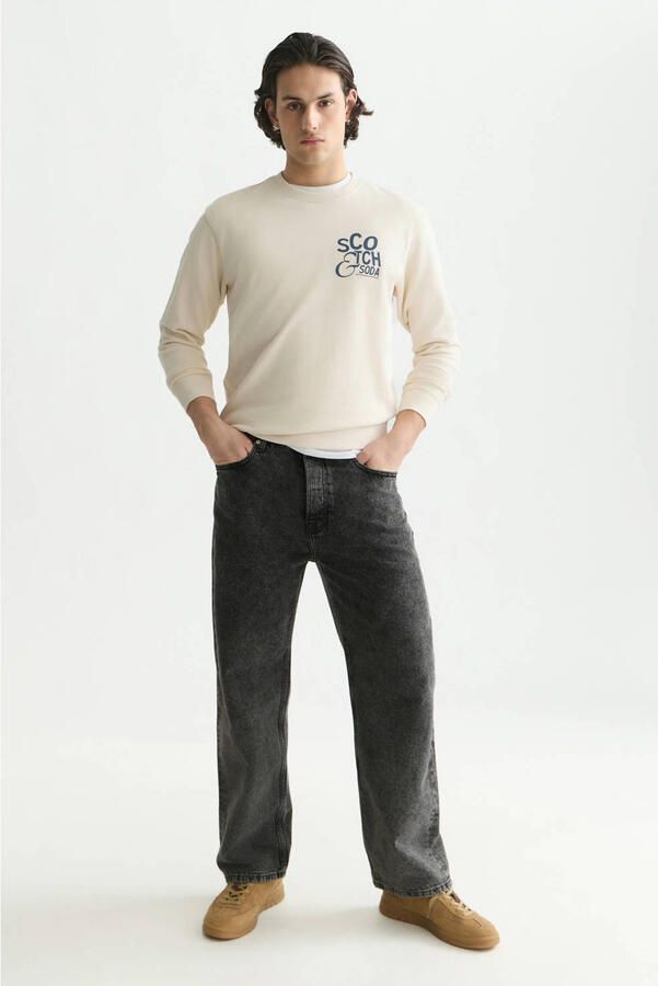 Scotch & Soda katoenen regular fit sweater met print ecru - Foto 3