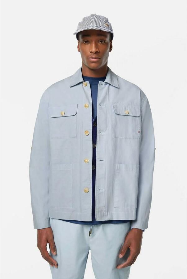 Scotch & Soda Relaxte katoen-linnen overhemdjasje Blue Heren
