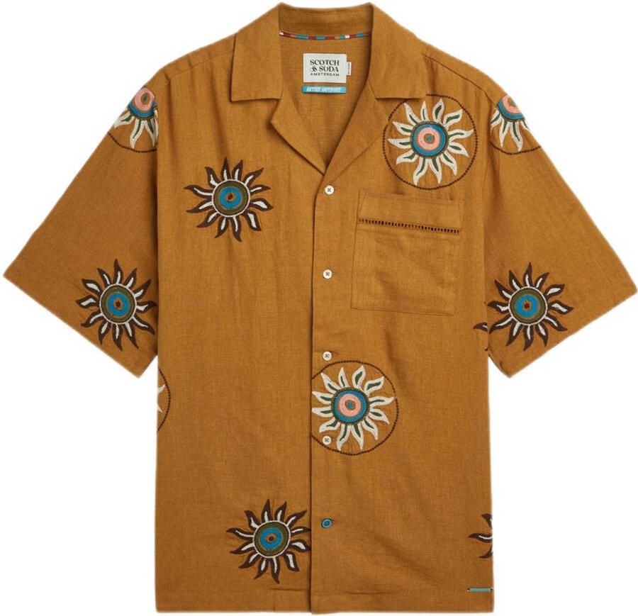Scotch & Soda relaxed fit vrijetijdsoverhemd van mix van linnen en viscose met borstzak