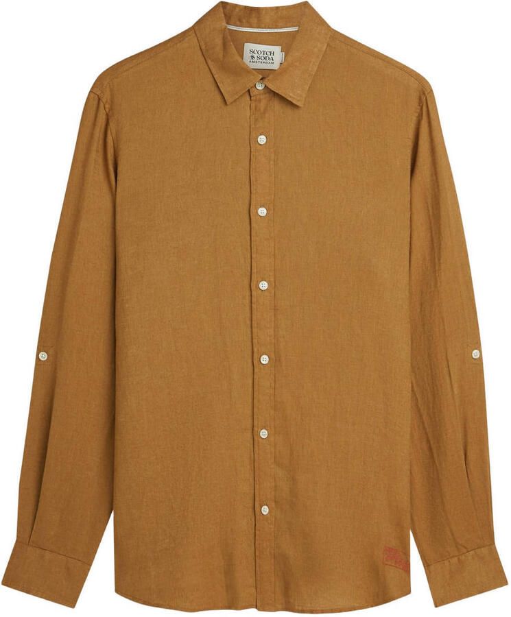 Scotch & Soda regular fit linnen overhemd met kentkraag