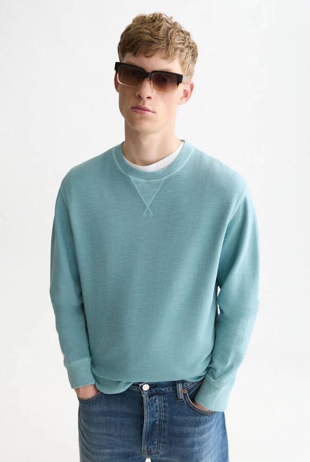 Scotch & Soda regular fit gemêleerde sweater adriatic blauw