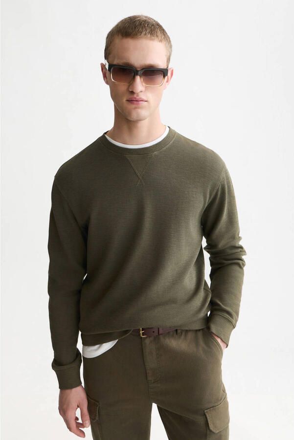 Scotch & Soda regular fit gemêleerde sweater donkergroen