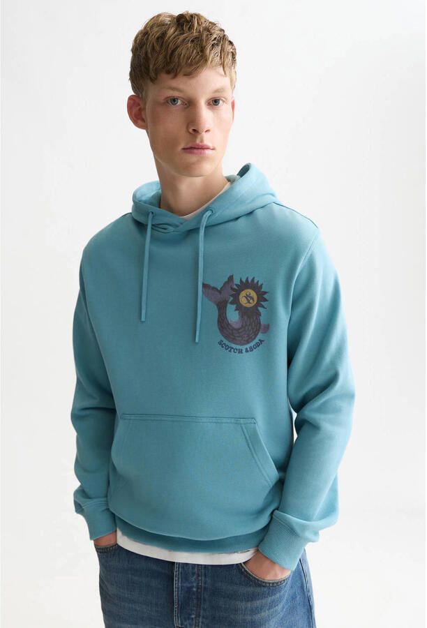 Scotch & Soda regular fit hoodie met backprint blauw - Foto 2