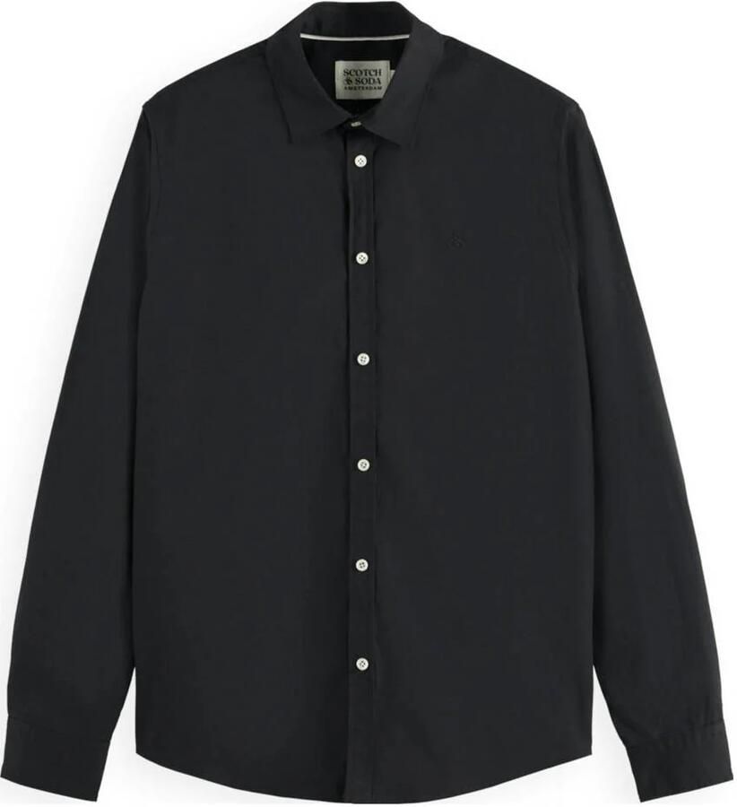 Scotch & Soda Klassieke Solide Poplin Overhemd Black Heren