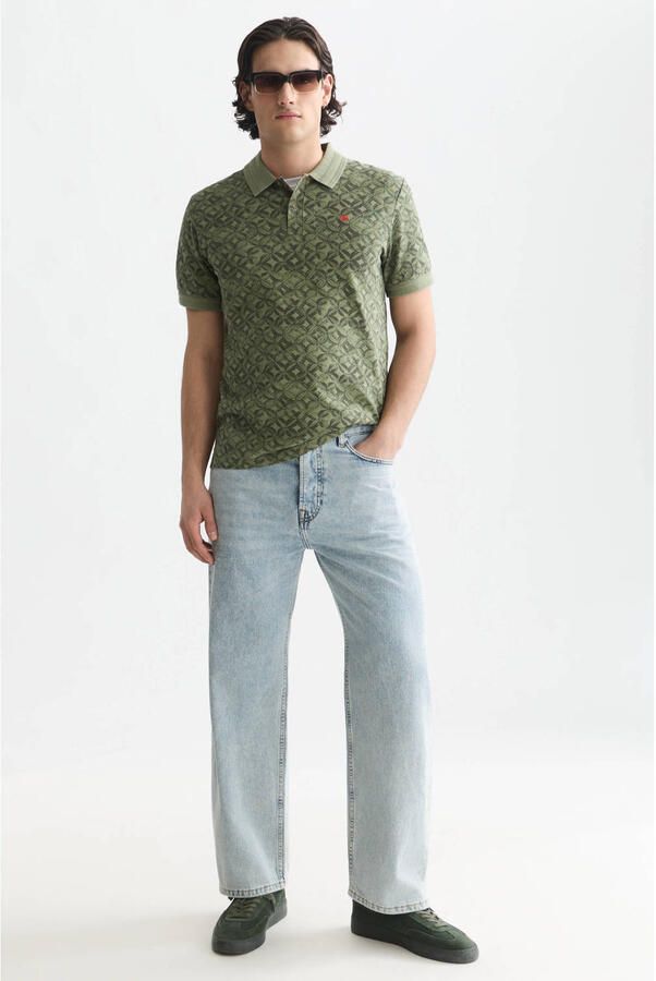 Scotch & Soda regular fit piqué polo met print olijfgroen - Foto 2