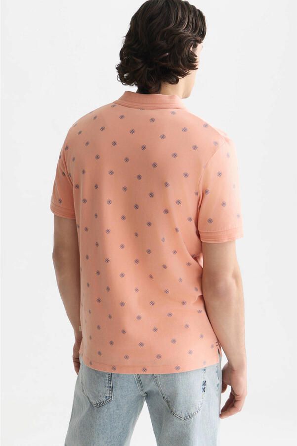 Scotch & Soda regular fit piqué polo met print zalm - Foto 3