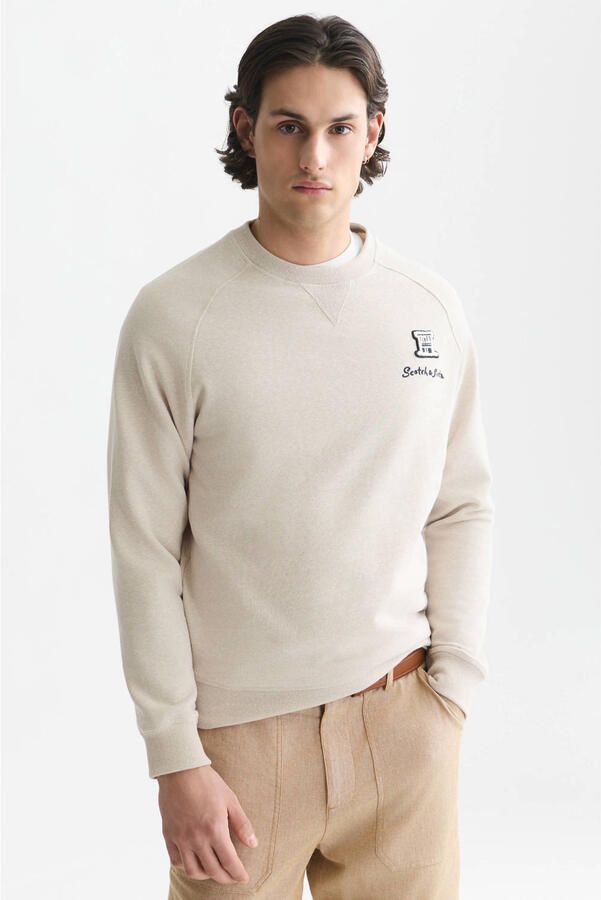 Scotch & Soda regular fit sweater met borduursels gebroken wit