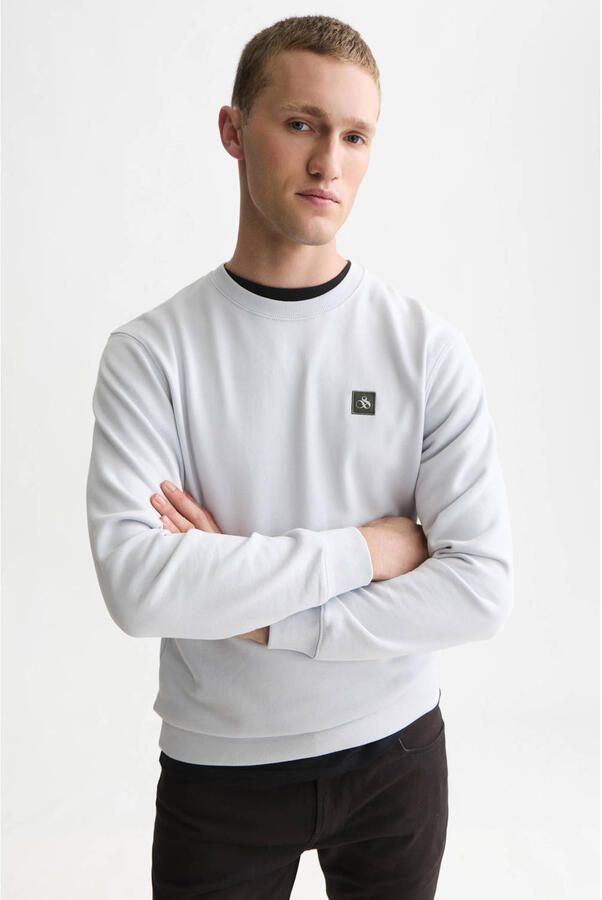 Scotch & Soda regular fit sweater met logo lichtgrijs