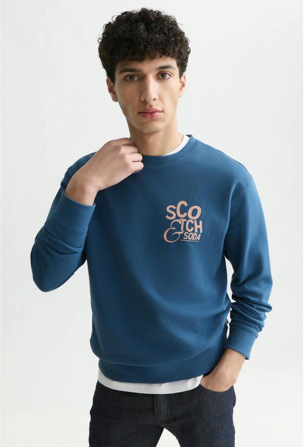Scotch & Soda regular fit sweater met print blauw