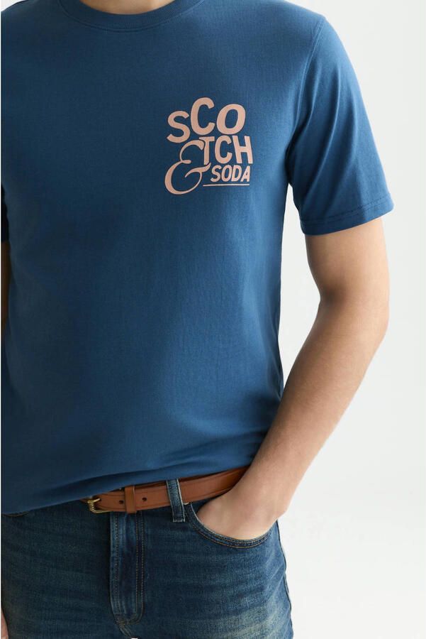 Scotch & Soda regular fit T-shirt met print blauw - Foto 3