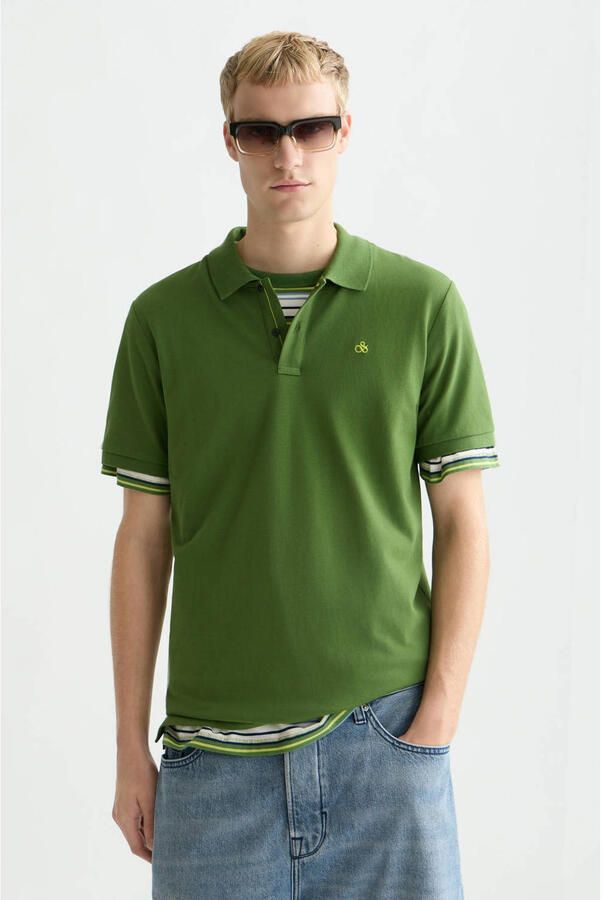 Scotch & Soda Polo Shirt Korte Mouw Scotch & Soda Core Piqué Polo Groen