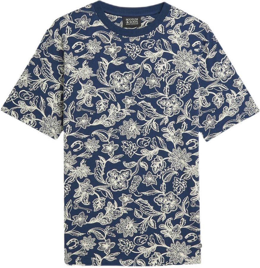 Scotch & Soda T-shirt in all-over look met ronde hals