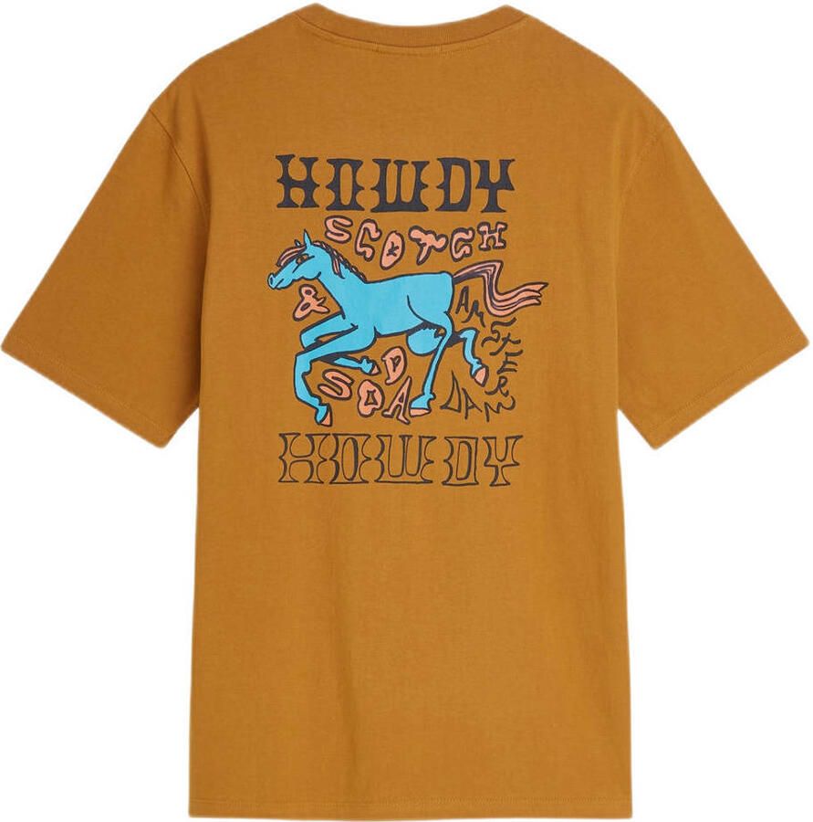 Scotch & Soda regular T-shirt met backprint oker