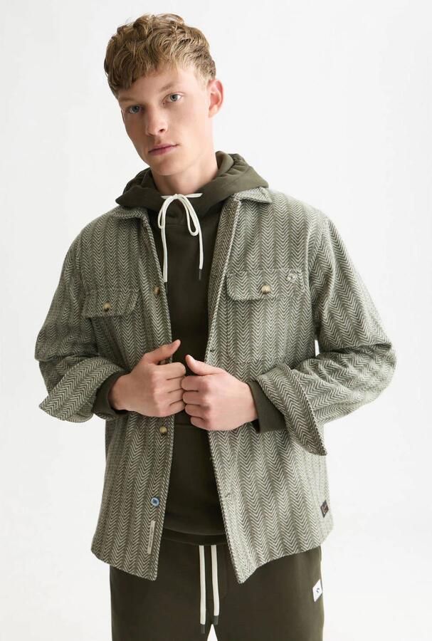 Scotch & Soda relaxed fit jacquard overhemd met print en wol dark forest