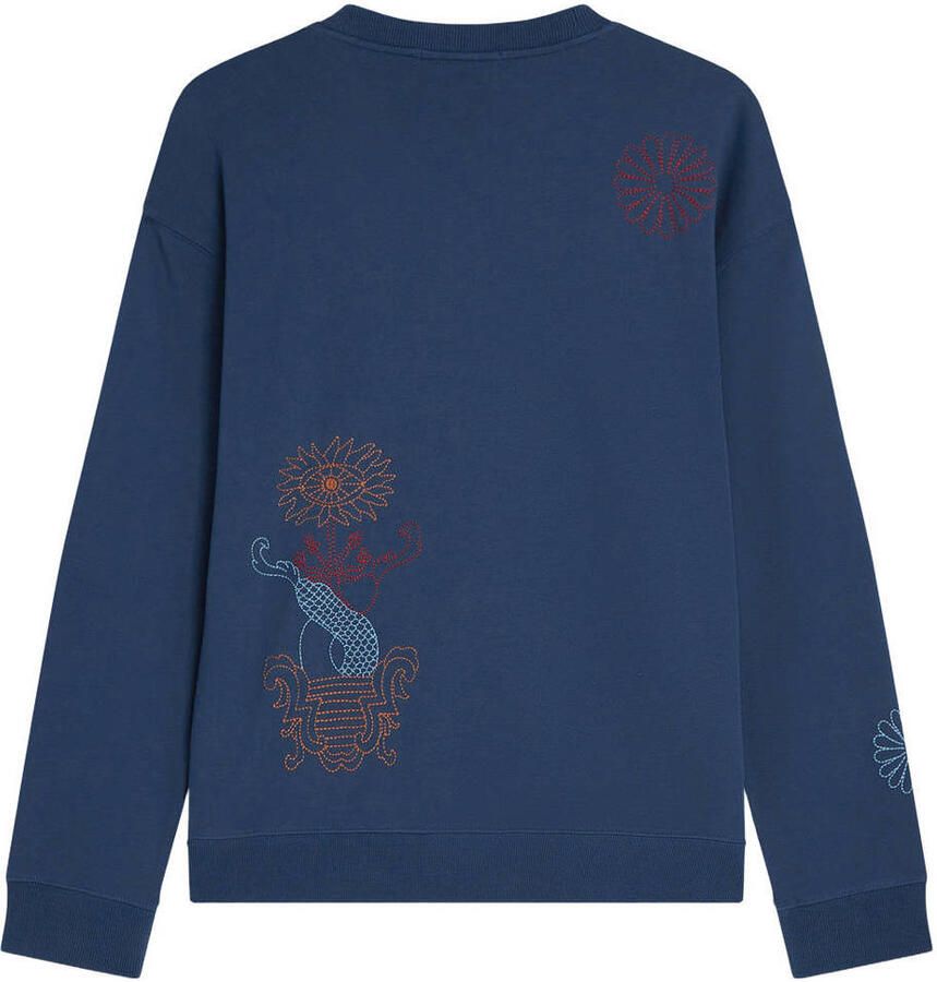 Scotch & Soda relaxed fit sweater met borduursels en print ensign blue - Foto 2