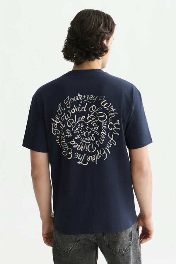 Scotch & Soda relaxed fit T-shirt met backprint donkerblauw - Foto 3